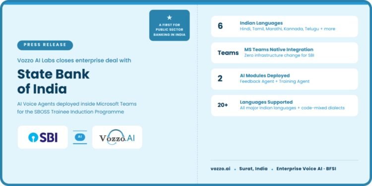 Vozzo AI Deploys Voice AI Agents Inside Microsoft Teams for SBI’s SBOSS Trainee Induction Programme, A First for Indian Public Sector Banking