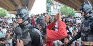 Batman Costume at Student Protest Goes Viral Across Social Media