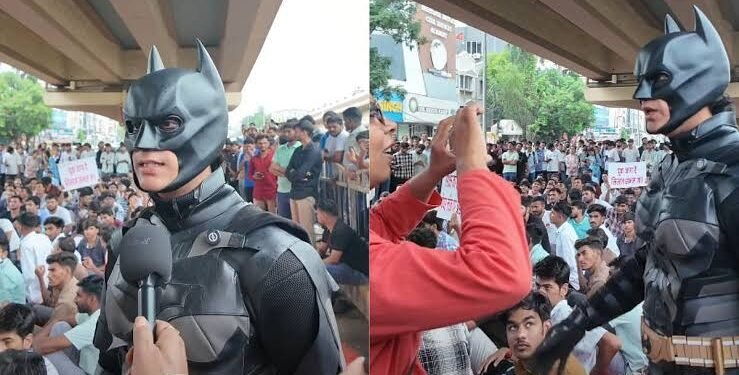 Batman Costume at Student Protest Goes Viral Across Social Media